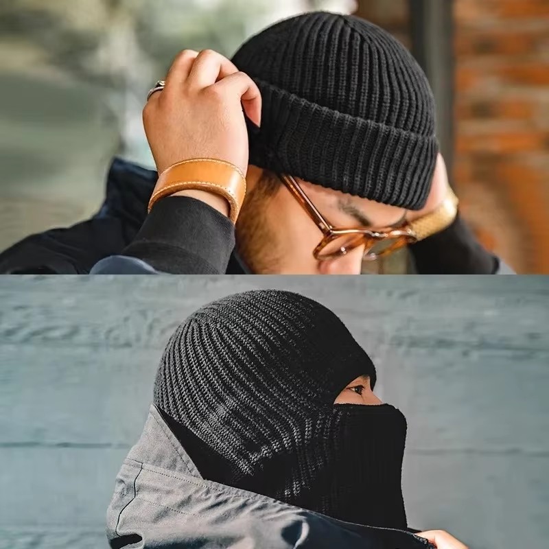 Muffler Men Wool - الرجال الشتاء Skullies قبعة حريمي للنساء
