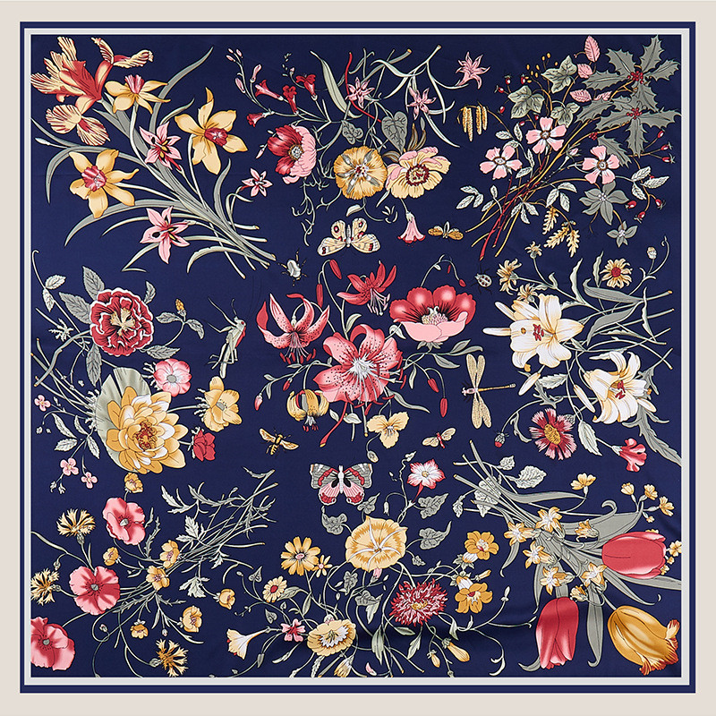 Scarf Silk Square - POBING حك وشاح حريري النساء الزهور