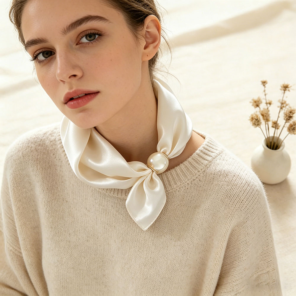 Silk Neck Scarf - سلسلة وشاح حريرية مغناطيسية رفيعة بتصميم
