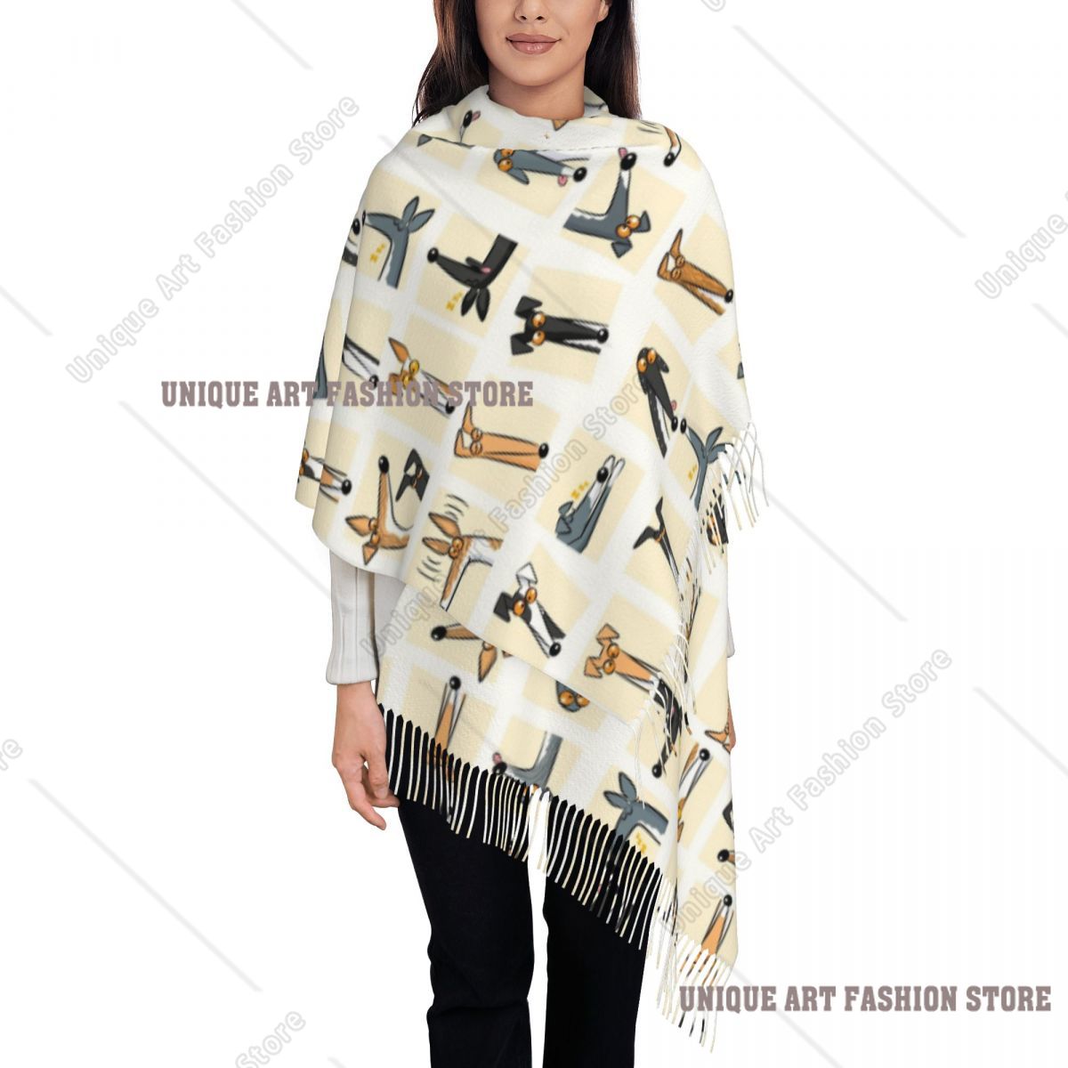 Pashmina Wrap Large - المرأة شرابة وشاح رؤساء حتى كريم