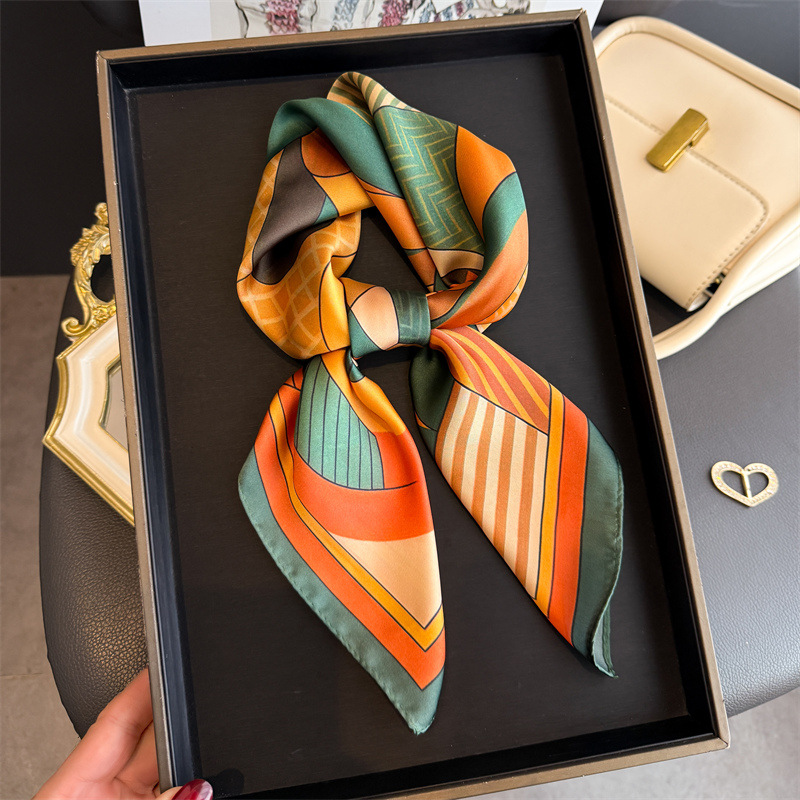 Silk Neck Scarf - 2026 جديد الهندسة طباعة الحرير أوشحة