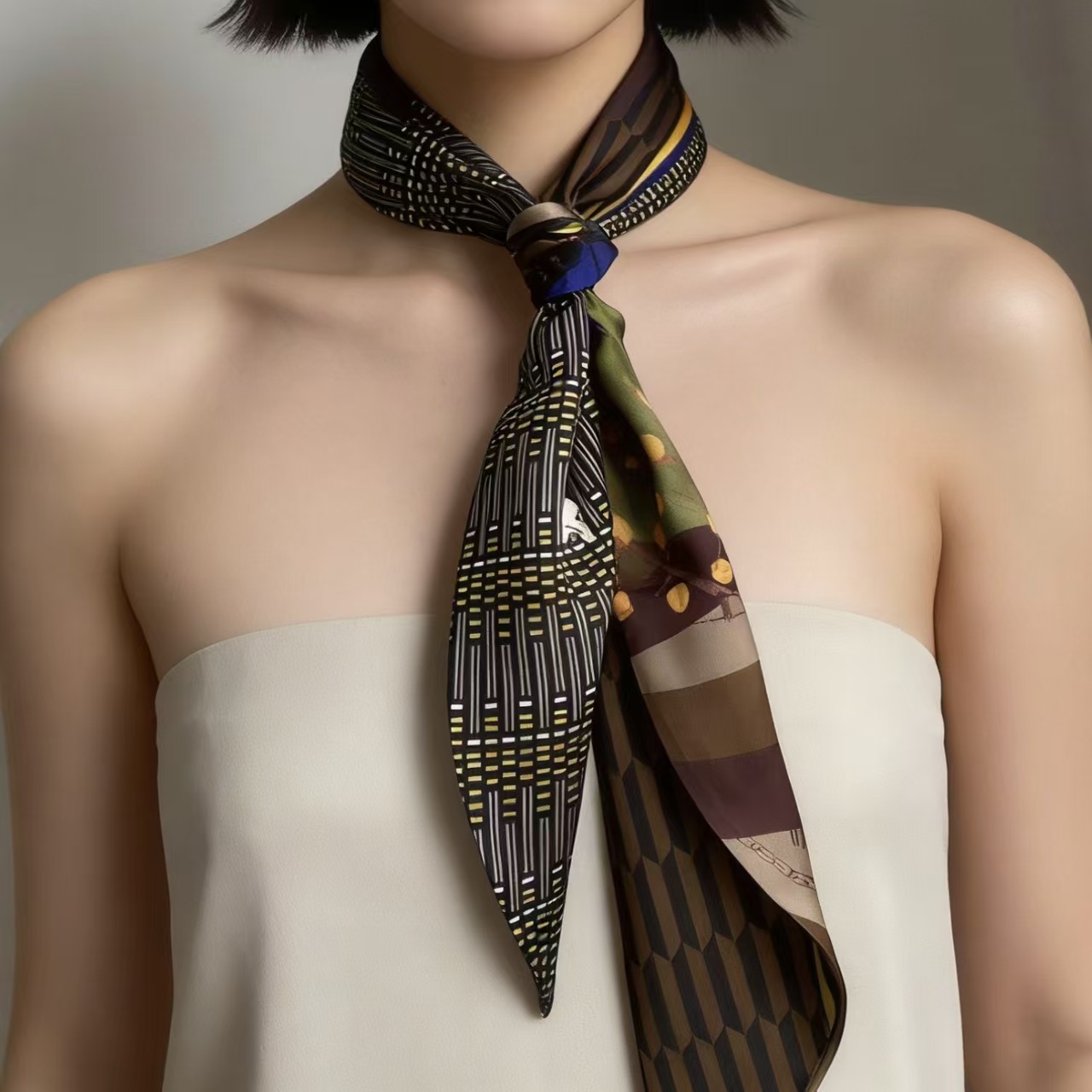 وشاح حرير فاخر مطبوع طويل بشري - مراجعة Silk Neck Scarf وسعره