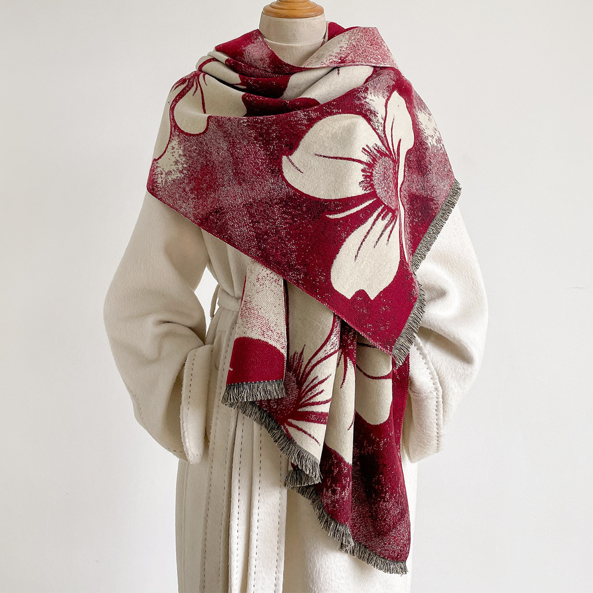 وشاح نسائي من الكشمير الصناعي  - مراجعة Pashmina Wrap Large وسعره