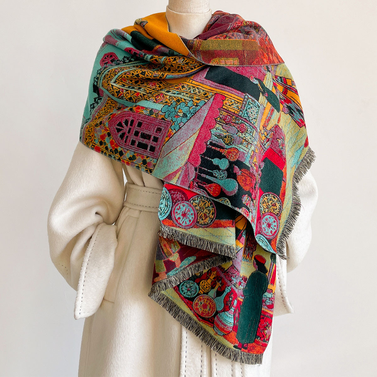 وشاح نسائي من الكشمير الصناعي  - مراجعة Pashmina Wrap Large وسعره