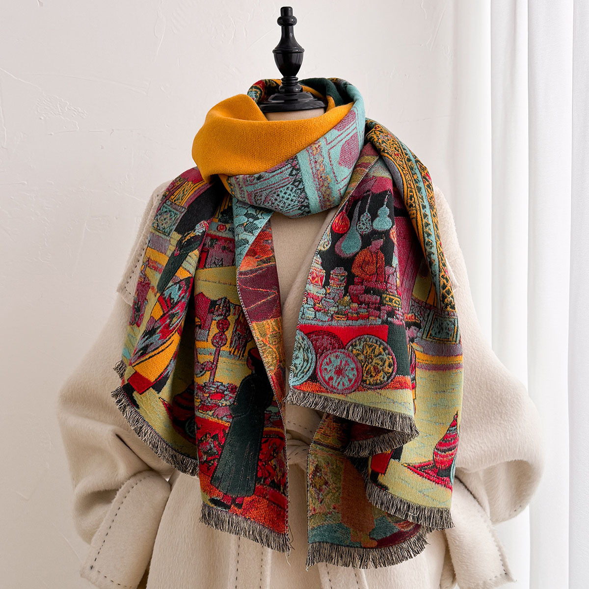 وشاح نسائي من الكشمير الصناعي  - مراجعة Pashmina Wrap Large وسعره