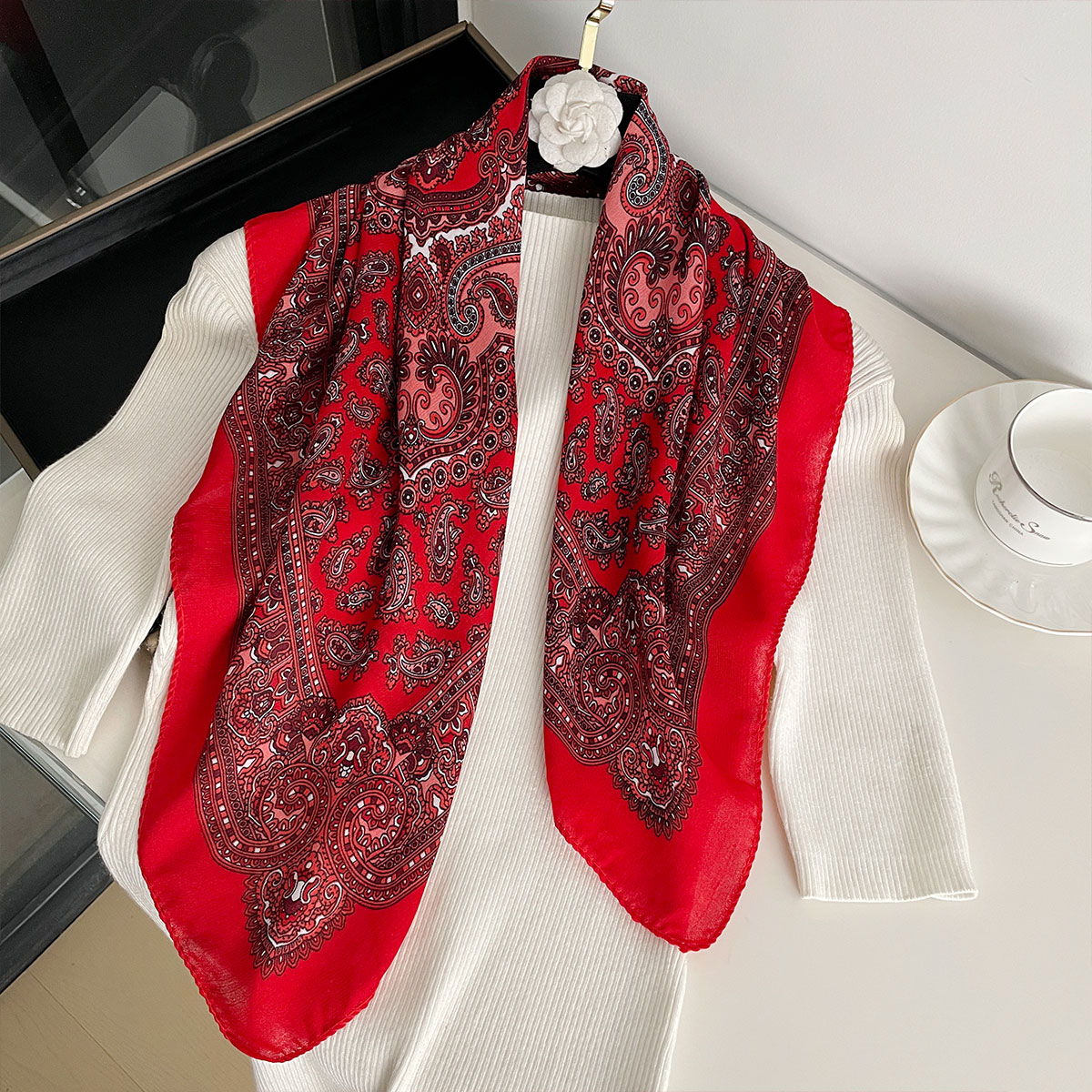 موضة جديدة 70X70cm المرأة وشاح - مراجعة Bandana Cotton وسعره